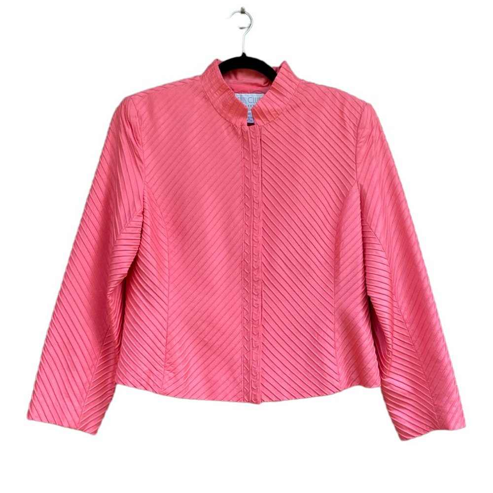 Vintage SILK CLUB Collection Pink Full Zip Silk Jacket Blazer
